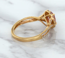 Load image into Gallery viewer, 1.08ct Oval Padparadscha Ring with Diamond Halo in 18K Rose Gold