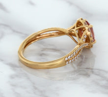 Load image into Gallery viewer, 1.08ct Oval Padparadscha Ring with Diamond Halo in 18K Rose Gold