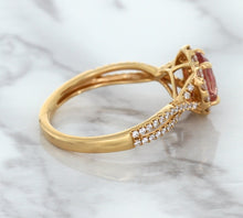 Load image into Gallery viewer, 1.08ct Oval Padparadscha Ring with Diamond Halo in 18K Rose Gold