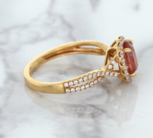 Load image into Gallery viewer, 1.08ct Oval Padparadscha Ring with Diamond Halo in 18K Rose Gold