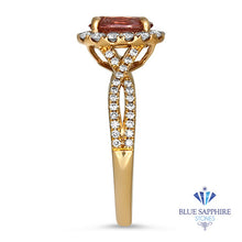 Load image into Gallery viewer, 1.08ct Oval Padparadscha Ring with Diamond Halo in 18K Rose Gold