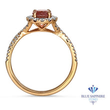 Load image into Gallery viewer, 1.08ct Oval Padparadscha Ring with Diamond Halo in 18K Rose Gold