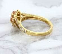 Load image into Gallery viewer, 0.96ct Oval Padparadscha Ring with Diamond Halo in 18K Rose Gold
