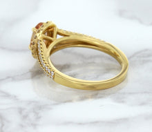 Load image into Gallery viewer, 0.96ct Oval Padparadscha Ring with Diamond Halo in 18K Rose Gold