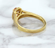 Load image into Gallery viewer, 0.96ct Oval Padparadscha Ring with Diamond Halo in 18K Rose Gold