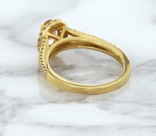 Load image into Gallery viewer, 0.96ct Oval Padparadscha Ring with Diamond Halo in 18K Rose Gold