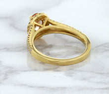 Load image into Gallery viewer, 0.96ct Oval Padparadscha Ring with Diamond Halo in 18K Rose Gold