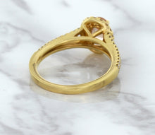 Load image into Gallery viewer, 0.96ct Oval Padparadscha Ring with Diamond Halo in 18K Rose Gold