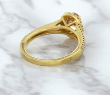 Load image into Gallery viewer, 0.96ct Oval Padparadscha Ring with Diamond Halo in 18K Rose Gold