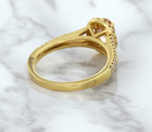 Load image into Gallery viewer, 0.96ct Oval Padparadscha Ring with Diamond Halo in 18K Rose Gold