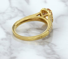 Load image into Gallery viewer, 0.96ct Oval Padparadscha Ring with Diamond Halo in 18K Rose Gold