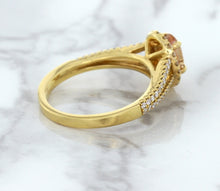 Load image into Gallery viewer, 0.96ct Oval Padparadscha Ring with Diamond Halo in 18K Rose Gold