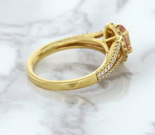 Load image into Gallery viewer, 0.96ct Oval Padparadscha Ring with Diamond Halo in 18K Rose Gold