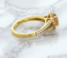 Load image into Gallery viewer, 0.96ct Oval Padparadscha Ring with Diamond Halo in 18K Rose Gold
