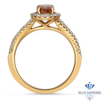 Load image into Gallery viewer, 0.96ct Oval Padparadscha Ring with Diamond Halo in 18K Rose Gold