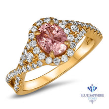Load image into Gallery viewer, 1.03ct Oval Padparadcha Ring with Diamond Halo in 18K Rose Gold