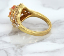 Load image into Gallery viewer, 1.01ct Oval Padparadscha Ring with Double Diamond Halo in 18K Rose Gold