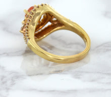 Load image into Gallery viewer, 1.01ct Oval Padparadscha Ring with Double Diamond Halo in 18K Rose Gold