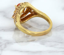 Load image into Gallery viewer, 1.01ct Oval Padparadscha Ring with Double Diamond Halo in 18K Rose Gold