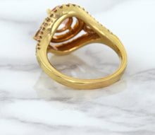 Load image into Gallery viewer, 1.01ct Oval Padparadscha Ring with Double Diamond Halo in 18K Rose Gold