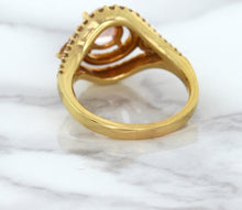 Load image into Gallery viewer, 1.01ct Oval Padparadscha Ring with Double Diamond Halo in 18K Rose Gold