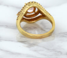 Load image into Gallery viewer, 1.01ct Oval Padparadscha Ring with Double Diamond Halo in 18K Rose Gold