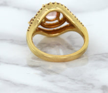 Load image into Gallery viewer, 1.01ct Oval Padparadscha Ring with Double Diamond Halo in 18K Rose Gold