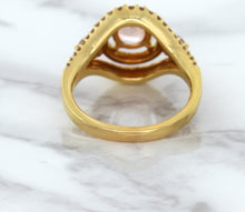 Load image into Gallery viewer, 1.01ct Oval Padparadscha Ring with Double Diamond Halo in 18K Rose Gold