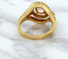 Load image into Gallery viewer, 1.01ct Oval Padparadscha Ring with Double Diamond Halo in 18K Rose Gold