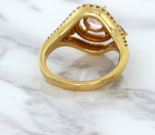 Load image into Gallery viewer, 1.01ct Oval Padparadscha Ring with Double Diamond Halo in 18K Rose Gold