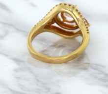 Load image into Gallery viewer, 1.01ct Oval Padparadscha Ring with Double Diamond Halo in 18K Rose Gold