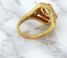 Load image into Gallery viewer, 1.01ct Oval Padparadscha Ring with Double Diamond Halo in 18K Rose Gold