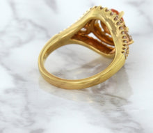 Load image into Gallery viewer, 1.01ct Oval Padparadscha Ring with Double Diamond Halo in 18K Rose Gold