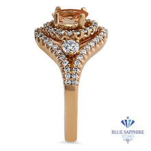 Load image into Gallery viewer, 1.01ct Oval Padparadscha Ring with Double Diamond Halo in 18K Rose Gold