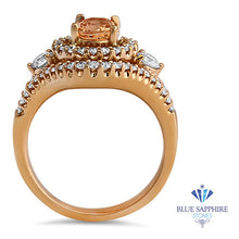 Load image into Gallery viewer, 1.01ct Oval Padparadscha Ring with Double Diamond Halo in 18K Rose Gold