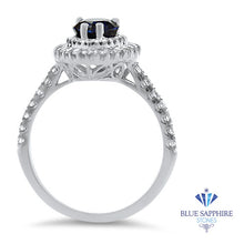 Load image into Gallery viewer, 1.48ct Pear Blue Sapphire Ring with Double Diamond Halo in 18K White Gold
