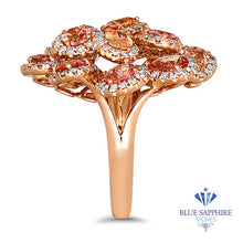 Load image into Gallery viewer, 4.99ctw Floral Padparadscha Ring with Diamond Accents in 18K Rose Gold