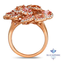 Load image into Gallery viewer, 4.99ctw Floral Padparadscha Ring with Diamond Accents in 18K Rose Gold

