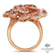 Load image into Gallery viewer, 4.99ctw Floral Padparadscha Ring with Diamond Accents in 18K Rose Gold