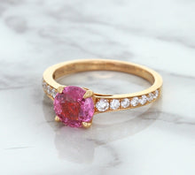 Load image into Gallery viewer, 1.84ct Round Pink Sapphire Ring with Diamond Accents in 18K Rose Gold