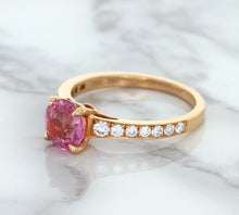 Load image into Gallery viewer, 1.84ct Round Pink Sapphire Ring with Diamond Accents in 18K Rose Gold