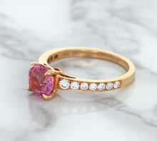 Load image into Gallery viewer, 1.84ct Round Pink Sapphire Ring with Diamond Accents in 18K Rose Gold