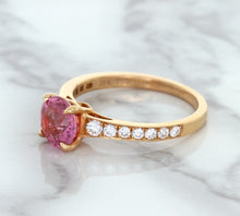 Load image into Gallery viewer, 1.84ct Round Pink Sapphire Ring with Diamond Accents in 18K Rose Gold