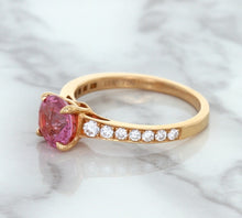 Load image into Gallery viewer, 1.84ct Round Pink Sapphire Ring with Diamond Accents in 18K Rose Gold