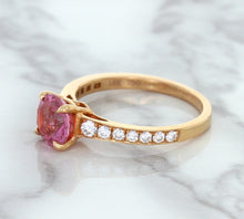 Load image into Gallery viewer, 1.84ct Round Pink Sapphire Ring with Diamond Accents in 18K Rose Gold