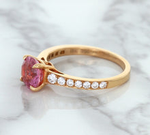 Load image into Gallery viewer, 1.84ct Round Pink Sapphire Ring with Diamond Accents in 18K Rose Gold