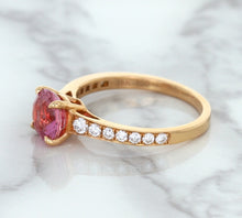 Load image into Gallery viewer, 1.84ct Round Pink Sapphire Ring with Diamond Accents in 18K Rose Gold