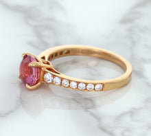 Load image into Gallery viewer, 1.84ct Round Pink Sapphire Ring with Diamond Accents in 18K Rose Gold