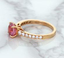 Load image into Gallery viewer, 1.84ct Round Pink Sapphire Ring with Diamond Accents in 18K Rose Gold
