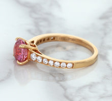 Load image into Gallery viewer, 1.84ct Round Pink Sapphire Ring with Diamond Accents in 18K Rose Gold